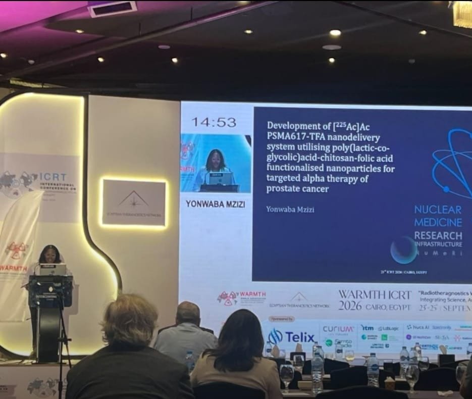 Yonwaba Mzizi presenting her research on targeted alpha therapy of prostate cancer at the 21st ICRT